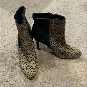 White House Black Market Leopard Print Ankle Boots